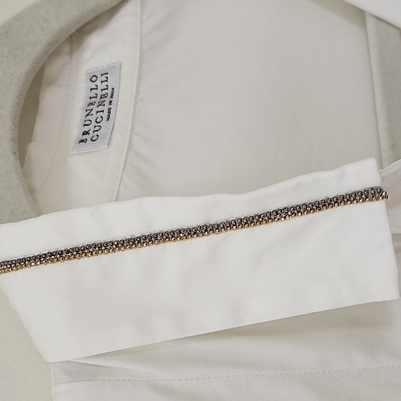 BRUNELLO CUCINELLI  MONILI TRIM WHITE BLOUSE Size Large - Picture 11 of 17